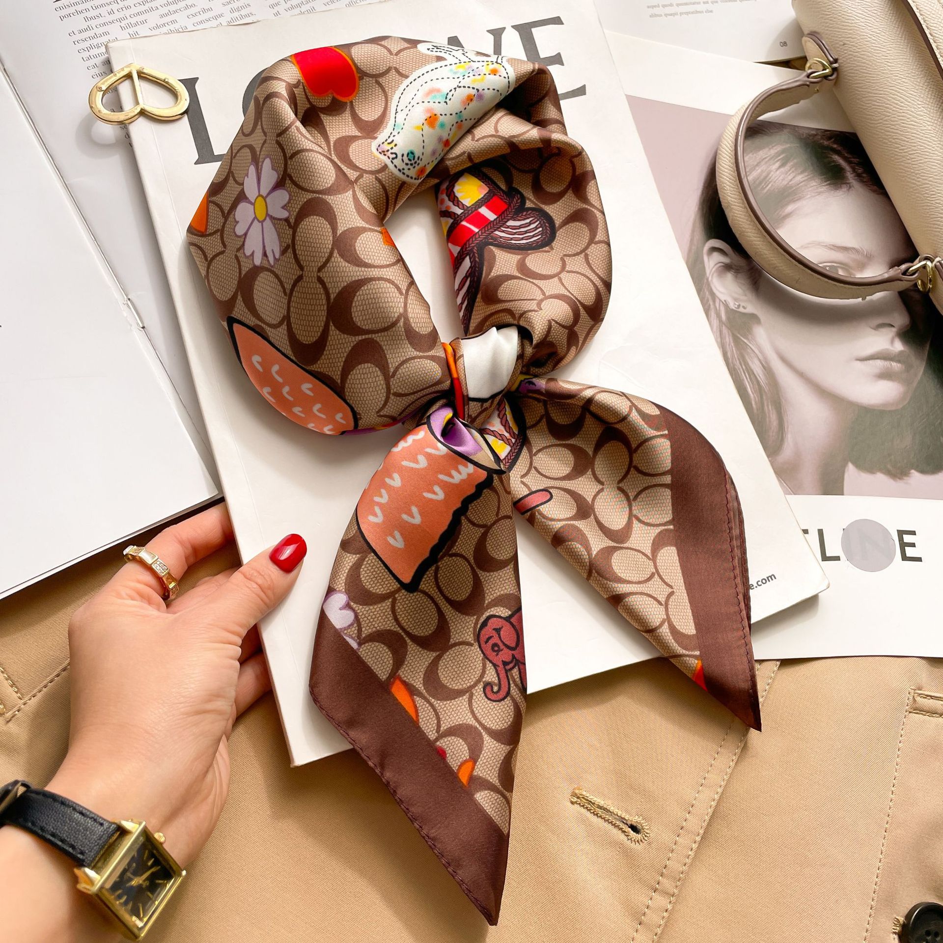 Luxury Bags China - Silk Square Scarf Women Luxury Floral