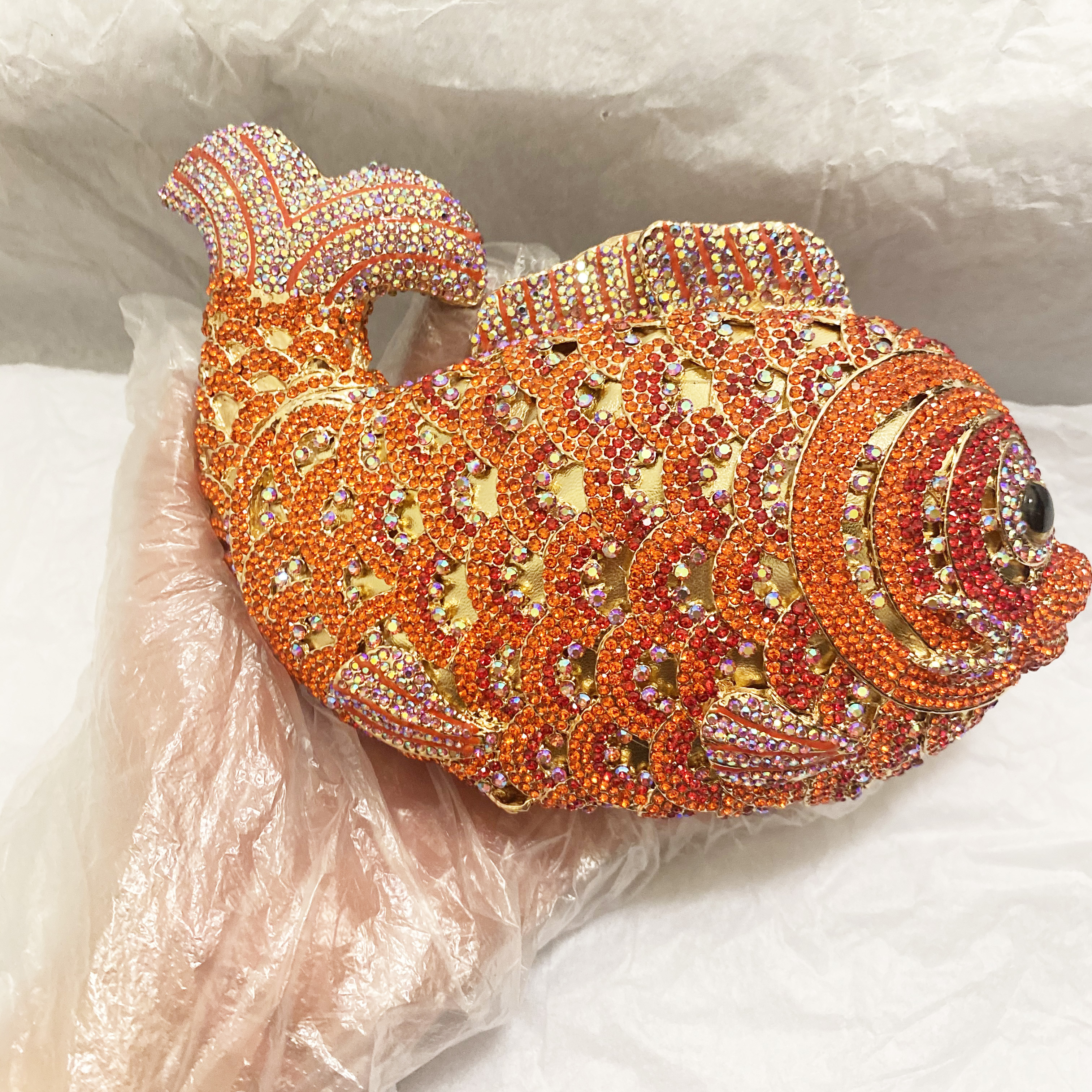 Red/Orange Fish Crystal Mini E - Luxury Bags Reseller ulasan dan harga