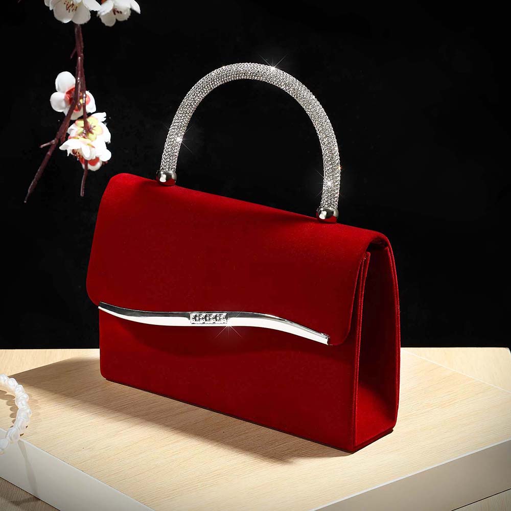 New wine red velvet diamond-en - Luxury Bags Reseller ulasan dan harga